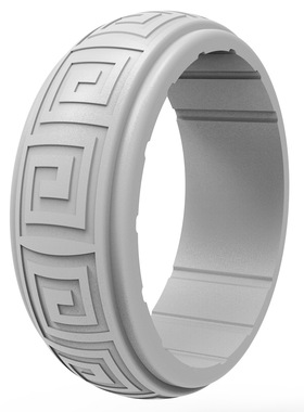 欧美潮流回形纹硅胶戒指透气防水男士指环男款个性运动篮球戒子环