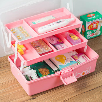 Art Student Painting Box Three-Layer Foldableing Tool Box Portable Primary School Student Storage Box Transparent Plastic Manicure Storage Box