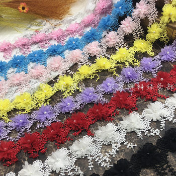 Factory Direct Sales Water-Soluble Lantern Tassel Beaded Lace Chiffon Stereo Flowers DIY Clothing Accessories