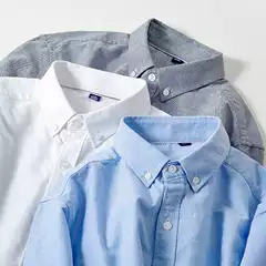 Men's Fashion Shirt New Non-Iron Oxford Cotton Long Sleeve Button-Down Casual Versatile White Dress Shirt for Layering or Wearing Alone