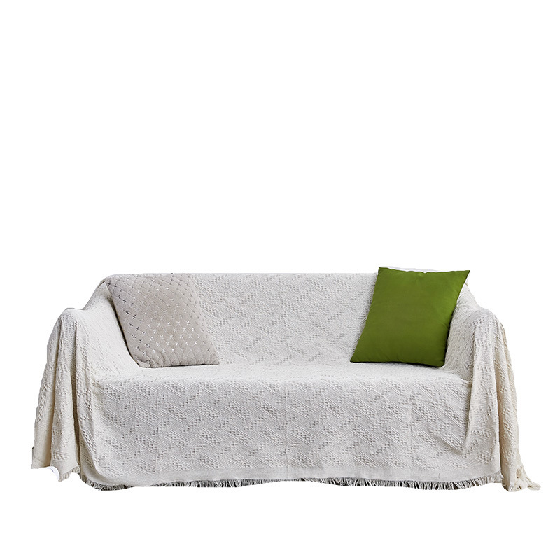 Cross-border Sofa Towel Back Towel Modern Simple Sofa Cover Fabric White Cover Towel Knitted Thread Blanket Sofa Cover