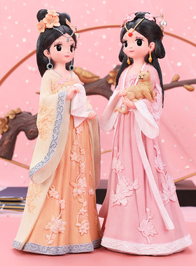 创意礼品古风汉服少女格格树脂摆件女孩生日礼物家居饰品