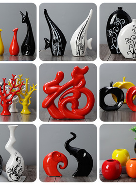 景德镇家居创意摆件 电视柜装饰品新房礼物陶瓷工艺品