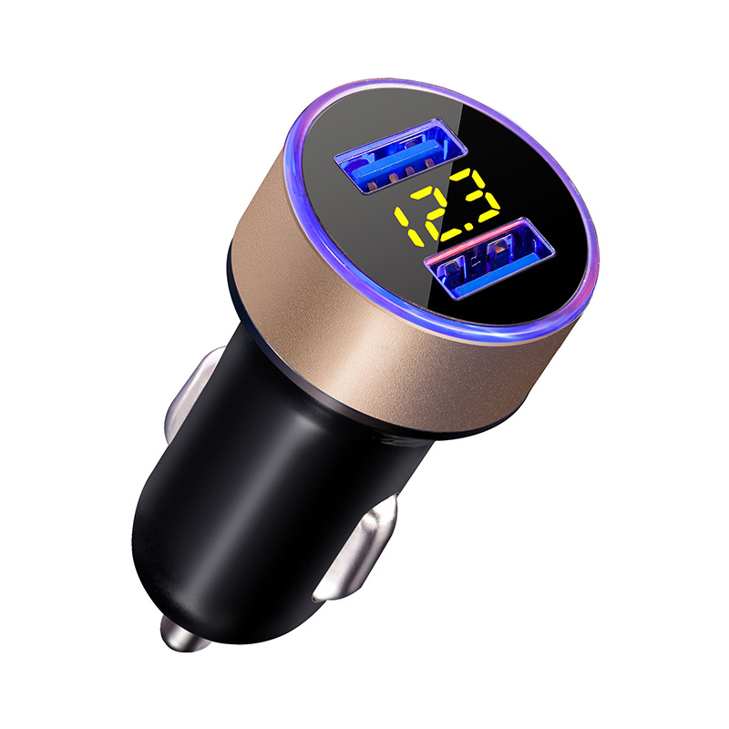 Car charger universal dual usb digital display car charger one-on-two cigarette lighter plug converter car fast charge