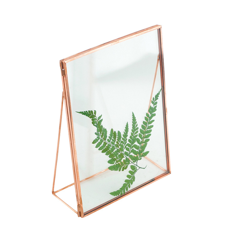 European-style Retro Glass Photo Frame Display Card Table Sign Feather Plant Specimen Clip Wedding Photo Decoration Photo Frame Set Table
