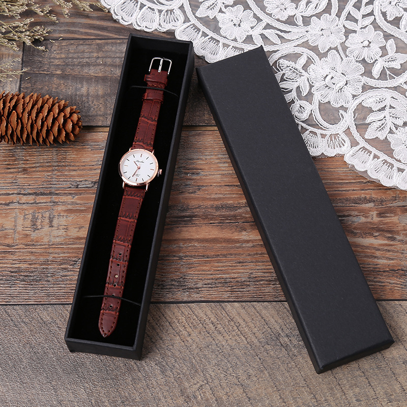 Spot wholesale unisex pure black kraft paper jewelry packaging box bracelet necklace ring watch jewelry box