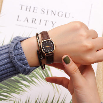 Ins Korean Style Simple Artistic Retro Cold Style All-match Square Small Dial Watch Girl's Thin Belt Small All-match