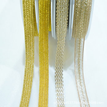 Factory Direct 1cm gold ribbon 1.5cm gold ribbon solid color ribbon skirt robe decorative accessories