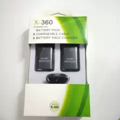 X-Box360 Controller Battery X-Box360 Wireless Controller Dual Battery with Charging Cable Three-In-One Set