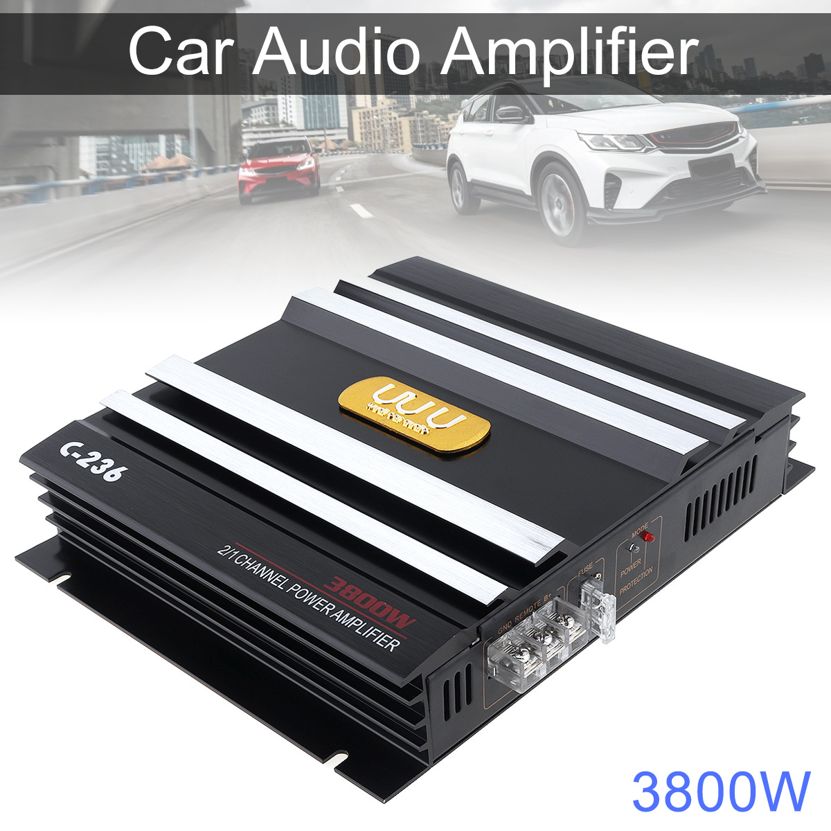 Factory Direct Sales C-236 High Power 3800W Car Amplifier Two-Channel 2-Channel Car Amplifier Push Bass