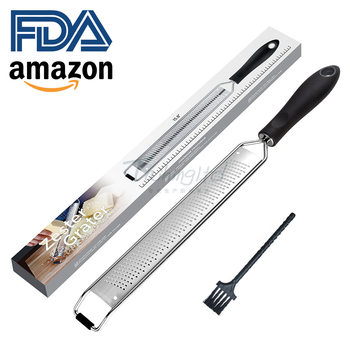 Extended 304 Stainless Steel Cheese Grater, Multifunctional Grater, Chocolate Grater, Lemon Grater with Protective Cover