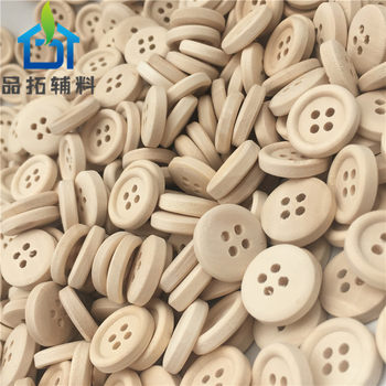Factory Direct Supply of Natural Wood Color Wooden Buttons with Four Eyes and Thin Edges Round Wooden Buttons DIY Hand-Sewing Accessories Wholesale