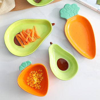 Aocado Radish Shape Creative Ceramic Snack Dish Household Small Vegetable Bowl Dessert Bowl Fruit Salad Bowl Plate and Dish