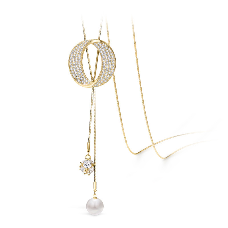 Wholesale Sweater Chain Women's Long Style 2025 New Versatile Simple Fashion Clothes Chain Hanging Chain Decorative Necklace Trendy