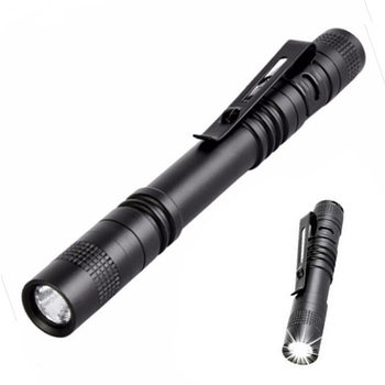 Wholesale No.7 mini pen shaped small flashlight aluminum alloy waterproof with pen holder gift light small flashlight AAA battery
