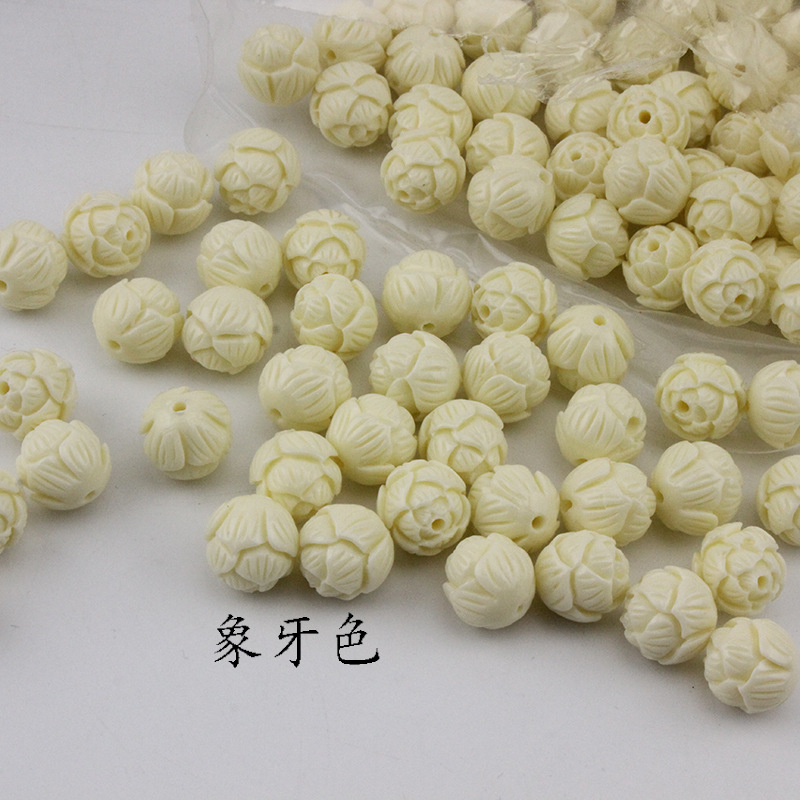 普通大中小号朱砂莲花莲芯手链吊坠配饰穿孔朱砂珠 DIY配饰件批发