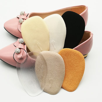 pu forefoot pad with flannel warm soft shock absorption massage half size pad high heels anti-slip anti-wear foot pain-proof insole