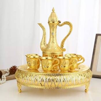 Factory direct high-grade metal antique wine set European-style high-dish liquor jug small wine glass home ornaments