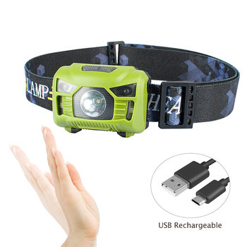 Outdoor USB Rechargeable Led Waterproof Small Headlamp Cross-Border Exclusive Induction Night Fishing Head-Mounted Running
