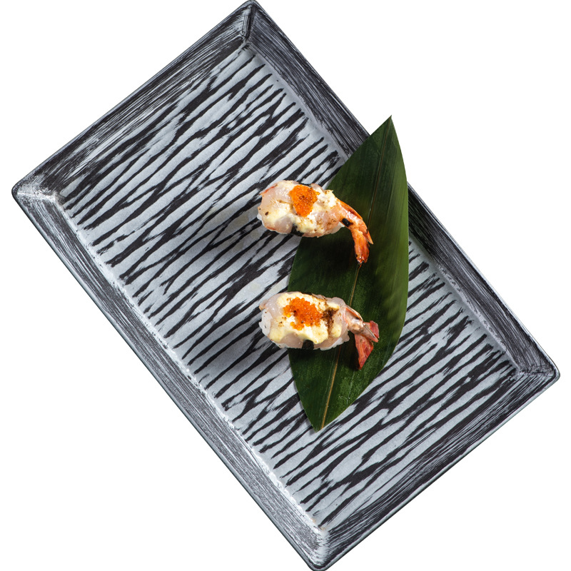Mercure Western food rectangular plate creative relief striped plate Western ceramic big fish plate restaurant Dumpling plate dish