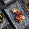 Mercure Western food rectangular plate creative relief striped plate Western ceramic big fish plate restaurant Dumpling plate dish
