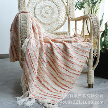 Bohemian Knitted Blanket Moroccan Tassel Blanket Homestay Bed End Blanket Sofa Blanket Office Shawl Cover Blanket