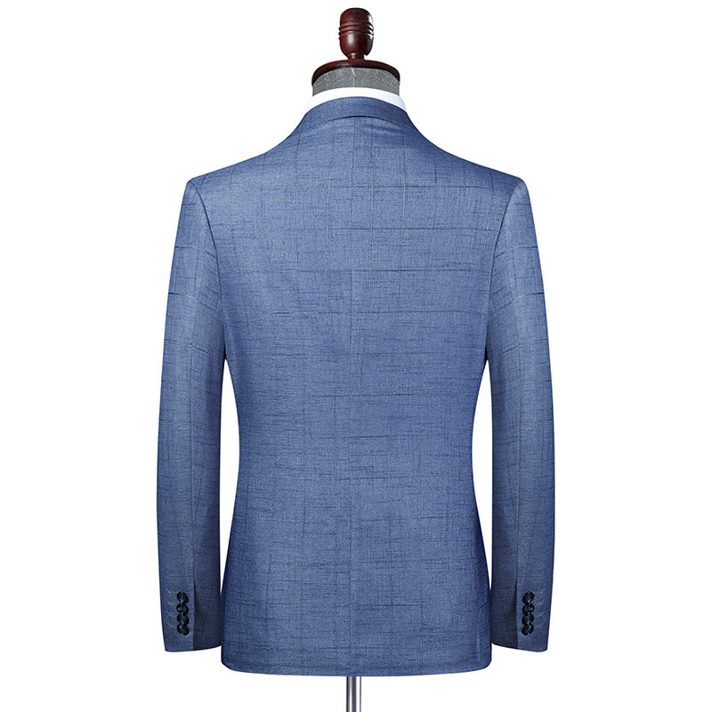 Áo blazer nam dáng ôm họa tiết kẻ caro phong cách Hàn Quốc — Xanh lam nhạt
