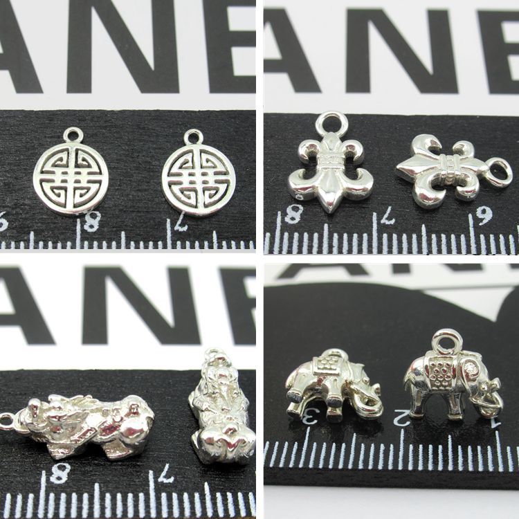 925 Sterling Silver DIY Beaded Pendant Accessories Homemade Braided Hand Rope Necklace Anklet Waist Chain Silver Ornament Small Pendant Material