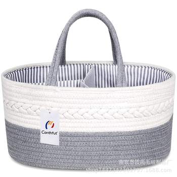 Amazon New Cotton Rope Basket Woven Baby Diaper Basket Toy Storage Basket Storage Box Storage Box