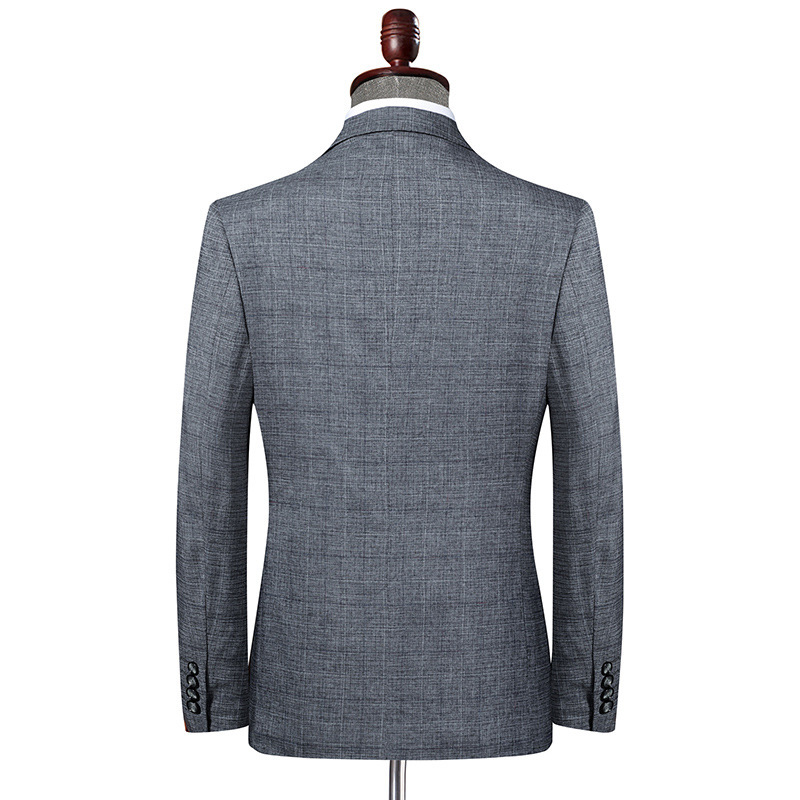 Áo blazer nam dáng ôm họa tiết kẻ caro vải pha mỏng nhẹ — Caro Xám