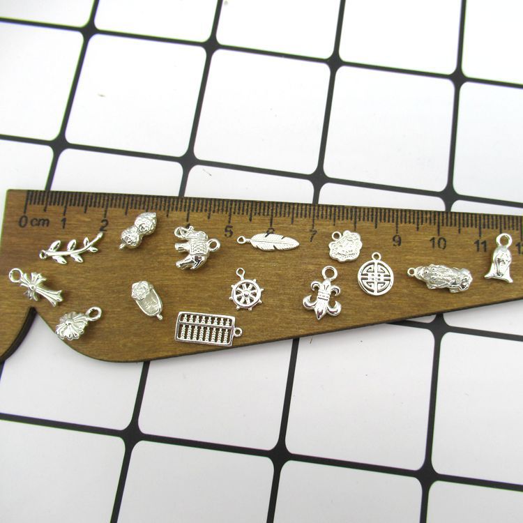 925 Sterling Silver DIY Beaded Pendant Accessories Homemade Braided Hand Rope Necklace Anklet Waist Chain Silver Ornament Small Pendant Material