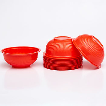 Disposable bowl chopsticks wedding red plastic bowl for children 345ML20 food grade plastic bowl lunch box take-out