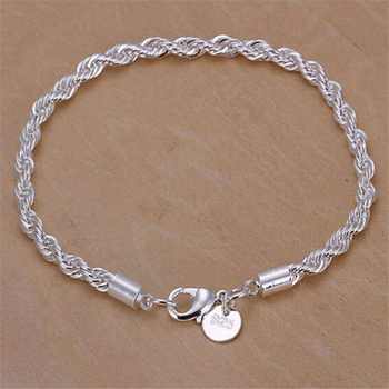 European and American fashion jewelry 4mm twist twisted rope bracelet cross-border hot selling simple fashion silver plated ladies Bracelet