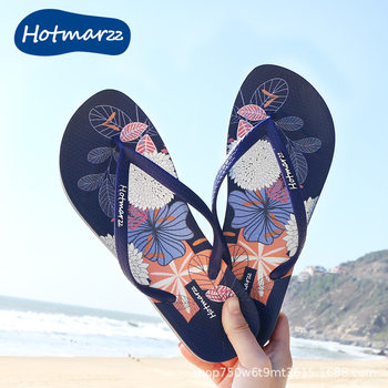 Hotmarzz Black Mar Printed Slippers Women's Flip-Flops Summer Casual Cool Flip-Flops Sandals