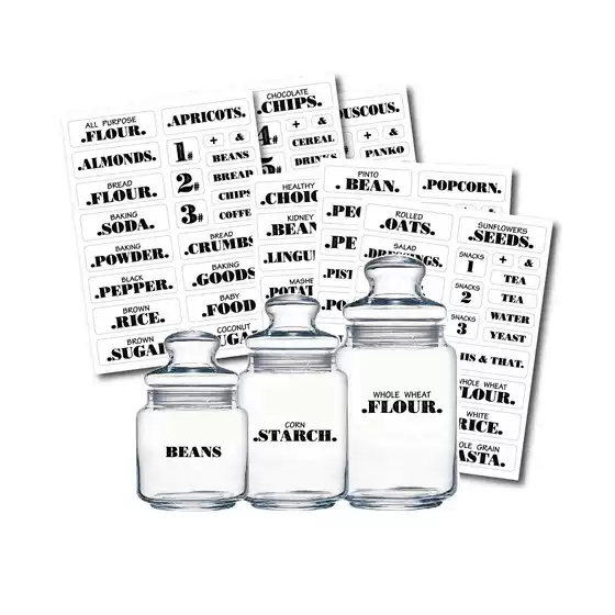 132PCS Creative Transparent Waterproof Kitchen Stickers Pantry Labels for Food Organization - Amazon Cross-border
