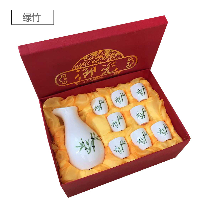 Ceramic wine glass 9 pieces suit white wine glass small wine pot Japanese antique antique wine separator wake up wine set clear spirits Cup