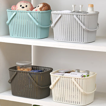 Imitation Rattan Woven Plastic Portable Storage Basket for Bathing and Bathing Portable Basket Fruit Woven Storage Basket Storage Basket Wholesale