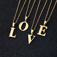 DIY Personality Letter Necklace Letter 26 Stainless Steel European and American Fashion Stainless Steel 26 English Letter Necklace