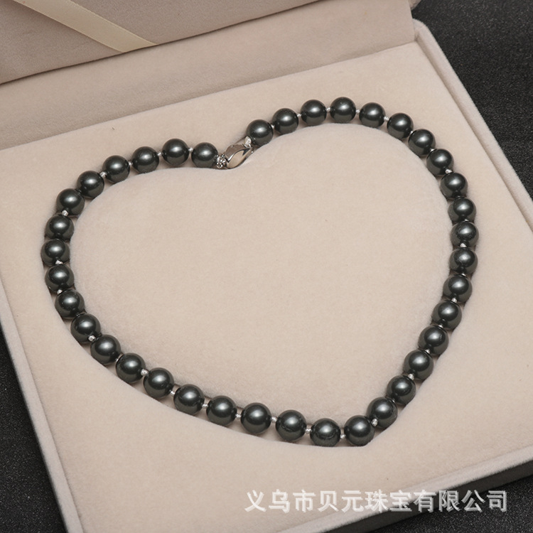 气质深海贝壳珍珠项链女多色正圆仿贝珠项链送妈妈女友礼物货源批