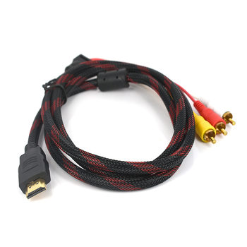 HDMI to 3RCA Red, White and Yellow Color Difference Line HDMI to AV TV Set Top Box Connection Line Gold Plated 1.5 m