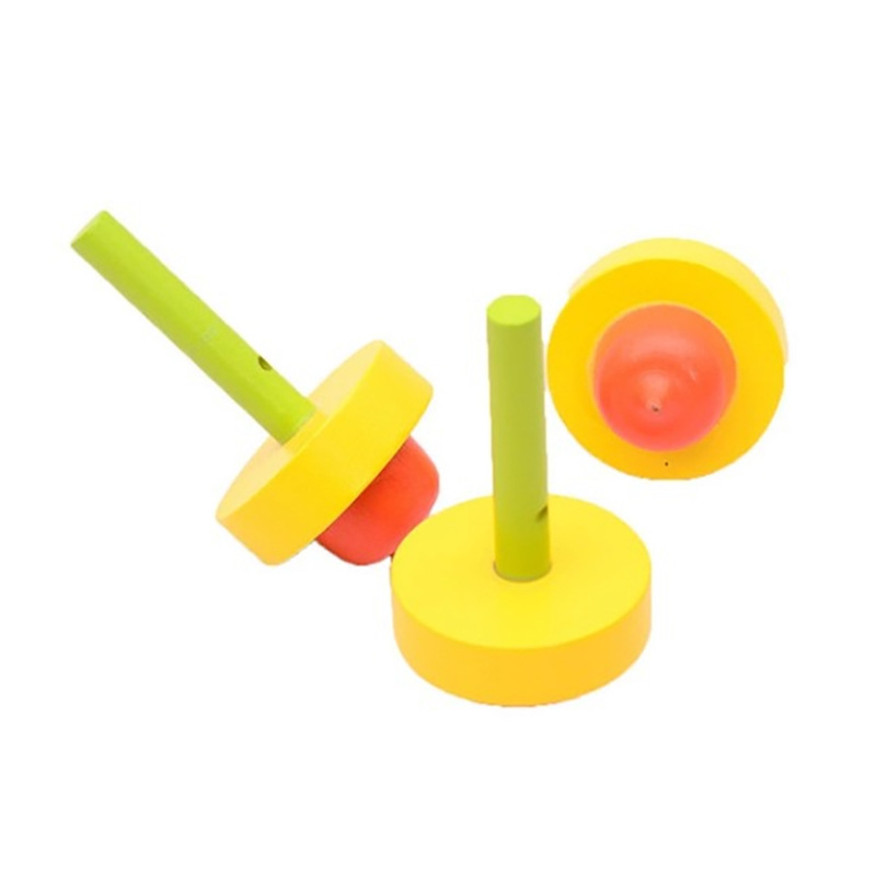 Wooden Handle Cable Top Wooden Educational Children's Nostalgia Traditional Toys Colorful Top Stall Toys