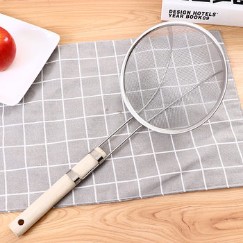 Stainless steel filter spoon multifunctional wooden handle fine Drain fried filter large colander kitchen tools manufacturers wholesale