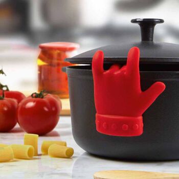 Creative Kitchen Utensils Silicone Pot Lid Raising Gadgets Finger Palm Shape Pot Lid Overflow-proof Raising Soup Spoon Rack
