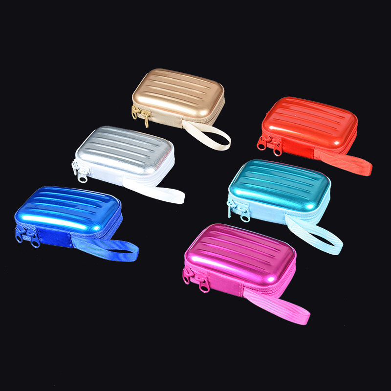 New creative zipper rectangular tinplate box Internet celebrity brushed coin purse earphone keychain storage box wholesale