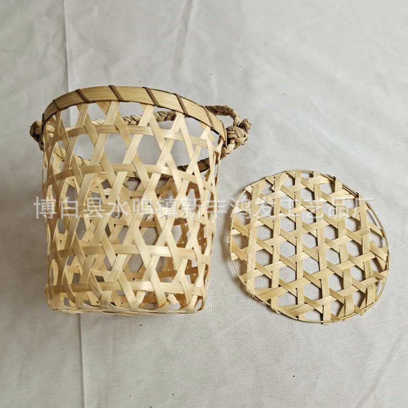 Handmade Bamboo Egg Basket Hollow Bamboo Basket Hairy Crab Tea Walnut Native Product Packaging New Year Goods Hand Basket