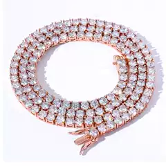 European and American Necklace Male Hip Hop tennis chain 3mm 4mm 5mm Single Row Zircon Necklace tennis chain Cross Border