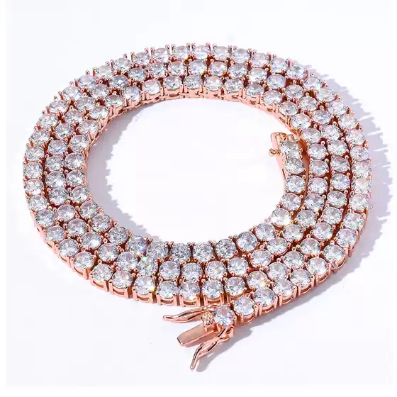 European and American Necklace Male Hip Hop tennis chain 3mm 4mm 5mm Single Row Zircon Necklace tennis chain Cross Border