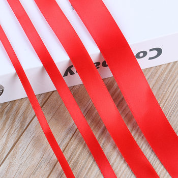 New Year Festive Red Polyester Ribbon Encrypted Solid Color Satin Ribbon Gift Wrapping Decoration Accessories