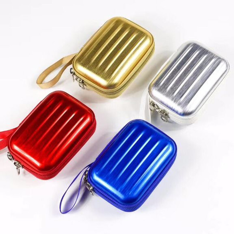 New creative zipper rectangular tinplate box Internet celebrity brushed coin purse earphone keychain storage box wholesale