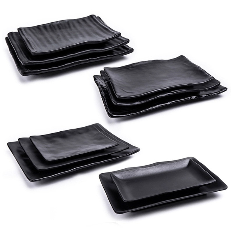 Five Millio Black Frosted Japanese-style Rice-on-water Barbecue Dish Sushi Snack Dish Amine Porcelain Tableware Shallow Flat Round Dish